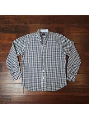 Untuckit Mens Shirt Wrinkle Free Size Med Blue Gingham Button Up Long Sleeve